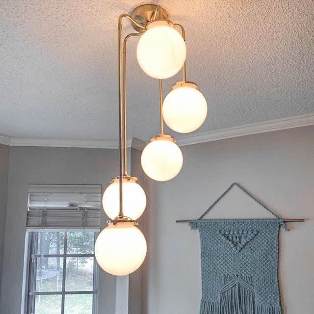 Pearl Glass Brass Chandelier
