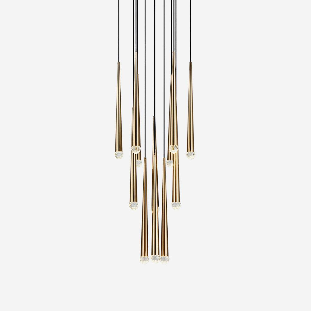 Chandelier Crystal Shade Brass Blackened Silver Luxe Minimalistic - Letslighting