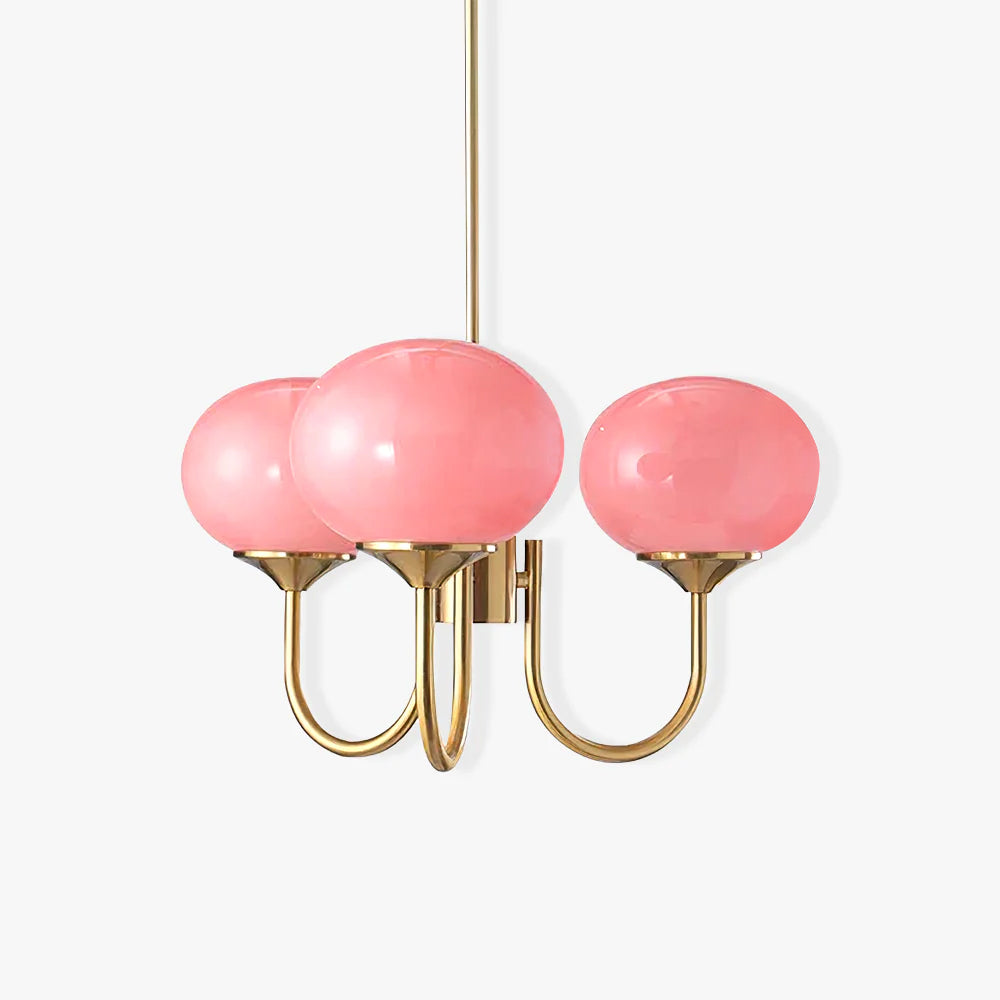 Lustra Chandelier Pink Glass Globe Gold - Letslighting
