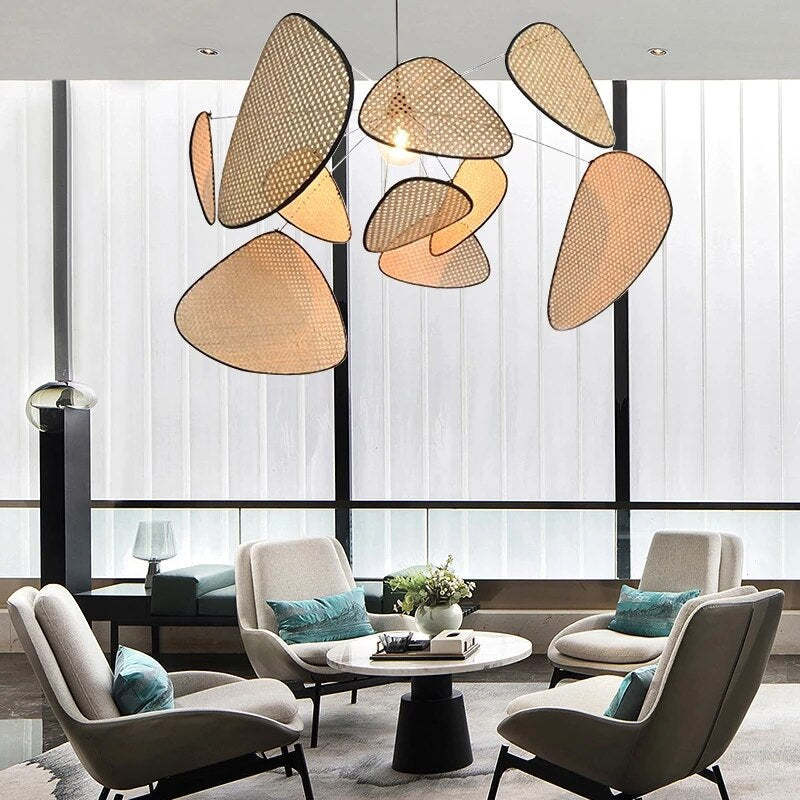 Ritta Pendant Light Leaf Grid, Rattan/, Bedroom - Letslighting