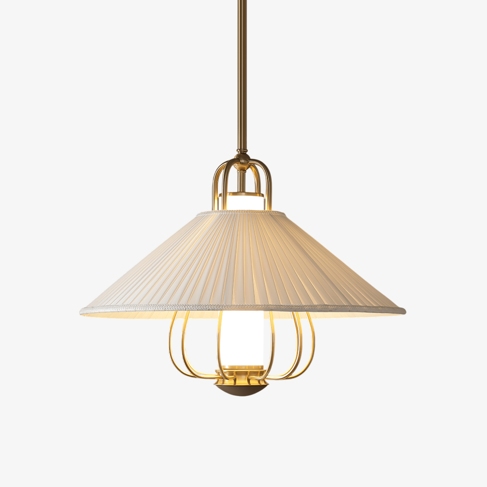Lustra Pendant Light Fabric Gold LED Dining - Letslighting