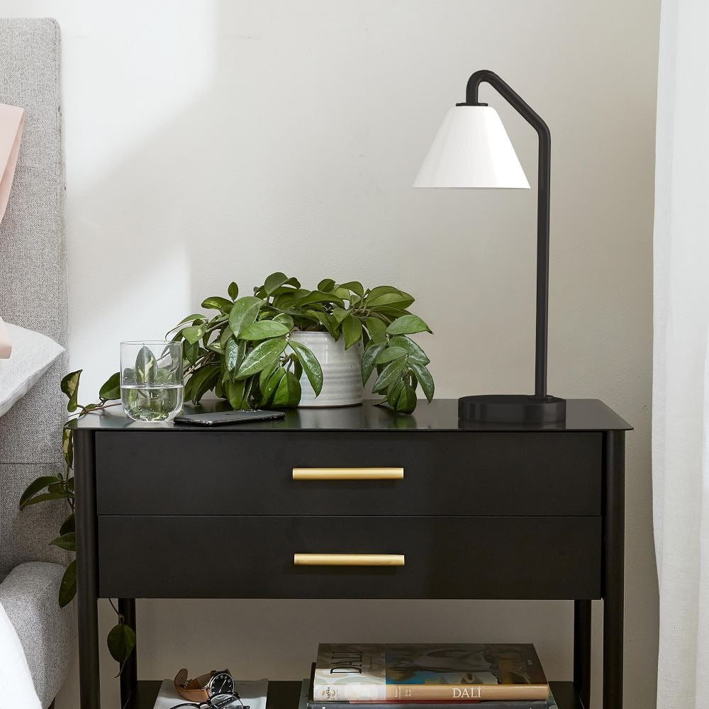 Cone Table Lamp Modern Milk Glass Desk