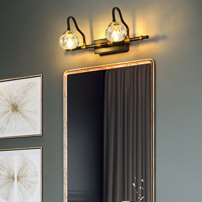 Kristy Vintage Crystal Globe Vanity Wall Lamp Bathroom - Letslighting