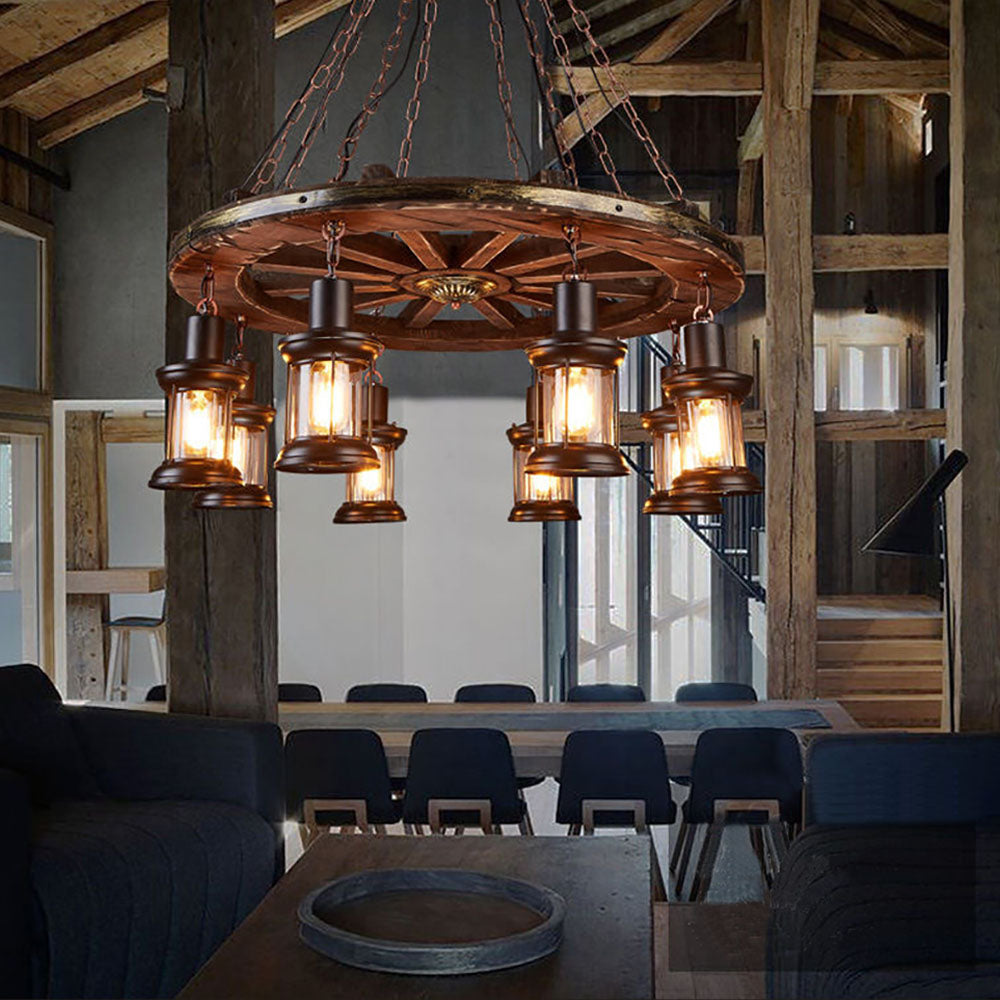 Epoch Vintage Rudder Metal/Wood Pendant Light, Walnut - Letslighting