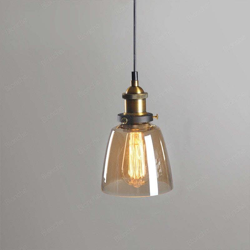 Arisha Industrial Metal/Glass Pendant Light Dining Room