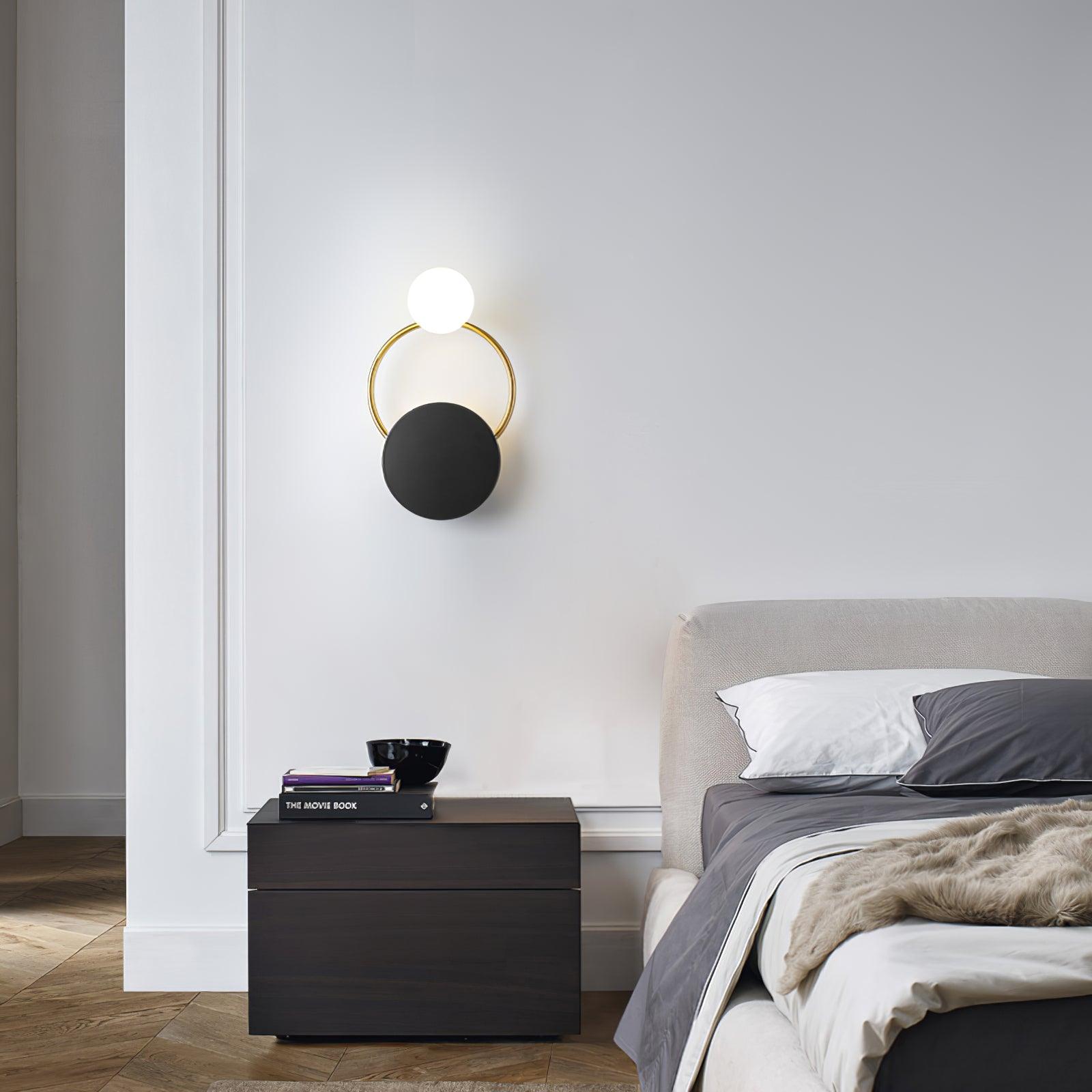 Arisha Modern LED Triple Rings Wall Lamp Metal Glass Bedroom