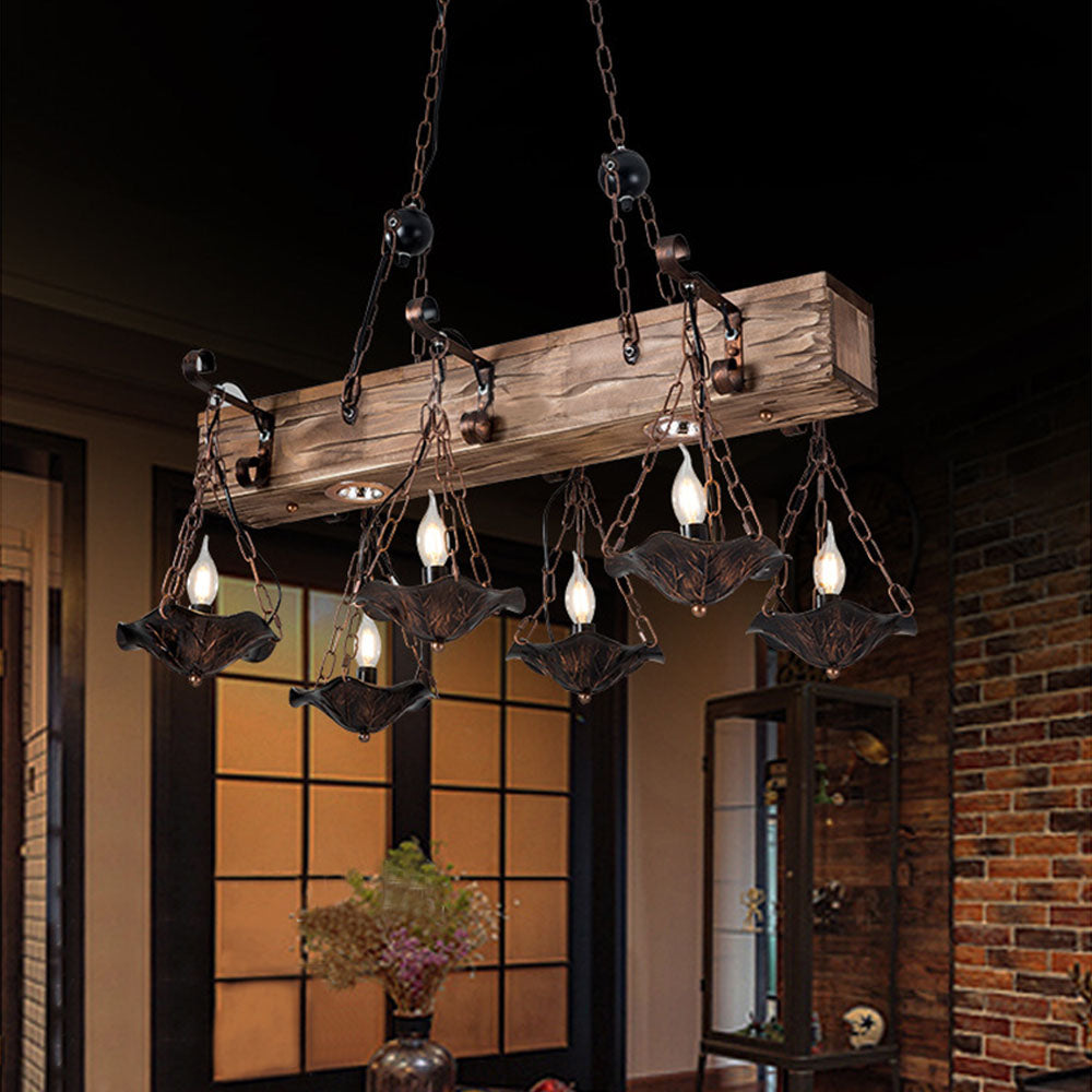 Epoch Industrial Metal/Wood Pendant Light, Bronze - Letslighting