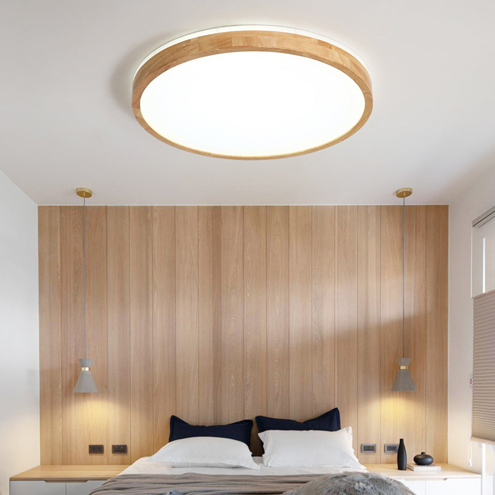 Muto Nordic Acrylic/Wood Flush Mount Ceiling Light Wood - Letslighting