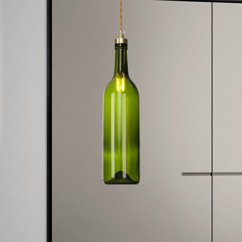 Valentina Industrial Wine Bottle Glass Pendant Light, Colorful