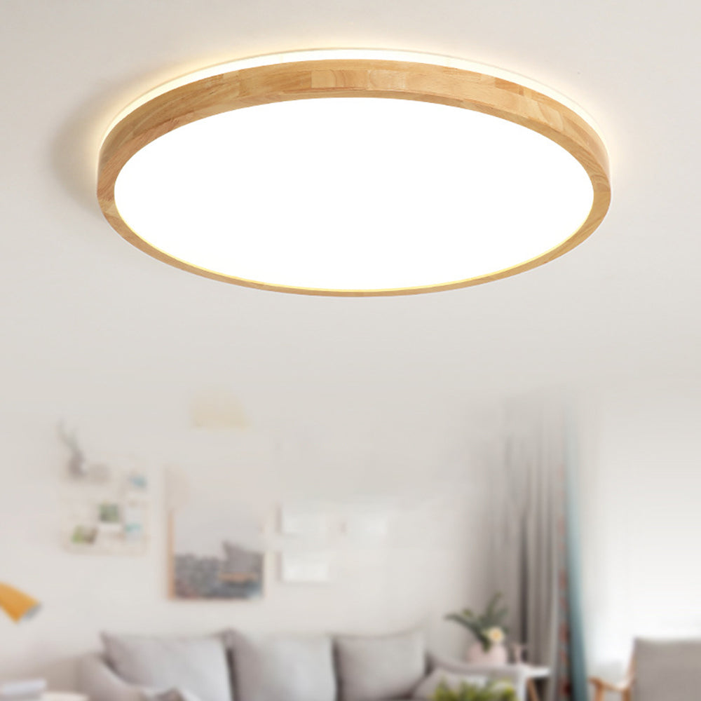 Muto Nordic Acrylic/Wood Flush Mount Ceiling Light Wood - Letslighting