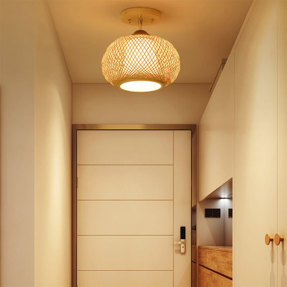 Ritta Ritta Flush Mount Rattan Ceiling Light, Living Room - Letslighting