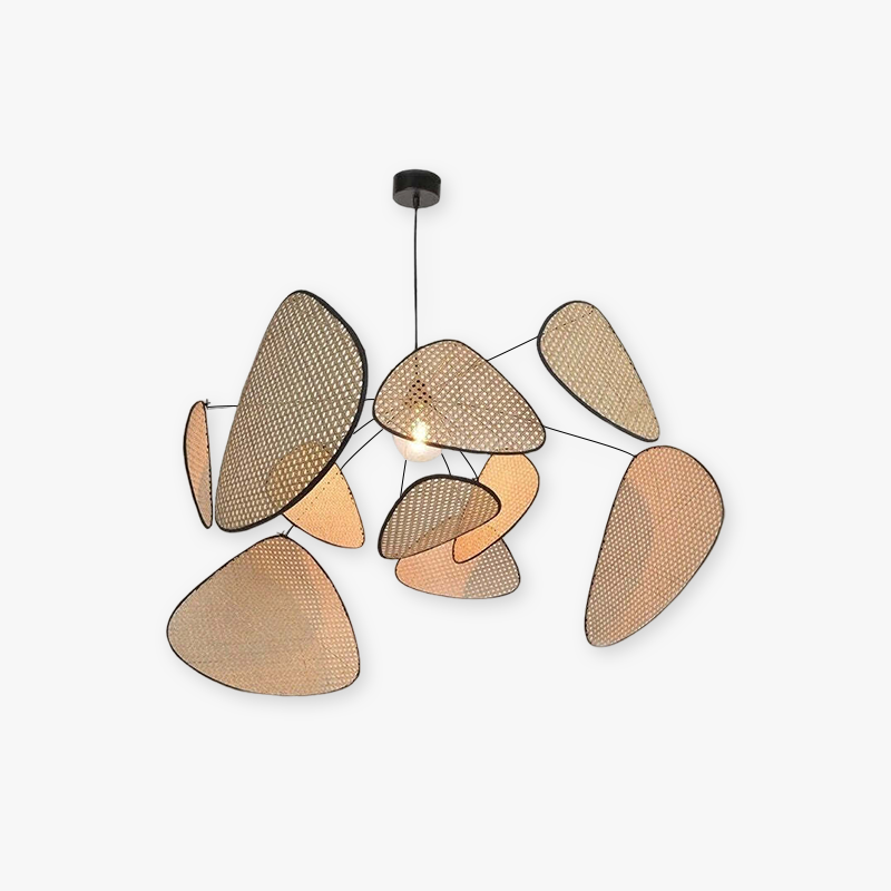 Ritta Pendant Light Leaf Grid, Rattan/Metal, Bedroom - Letslighting