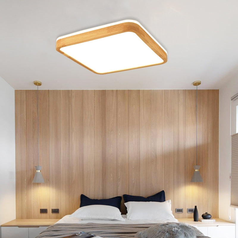 Muto Nordic Acrylic/Wood Flush Mount Ceiling Light Wood - Letslighting