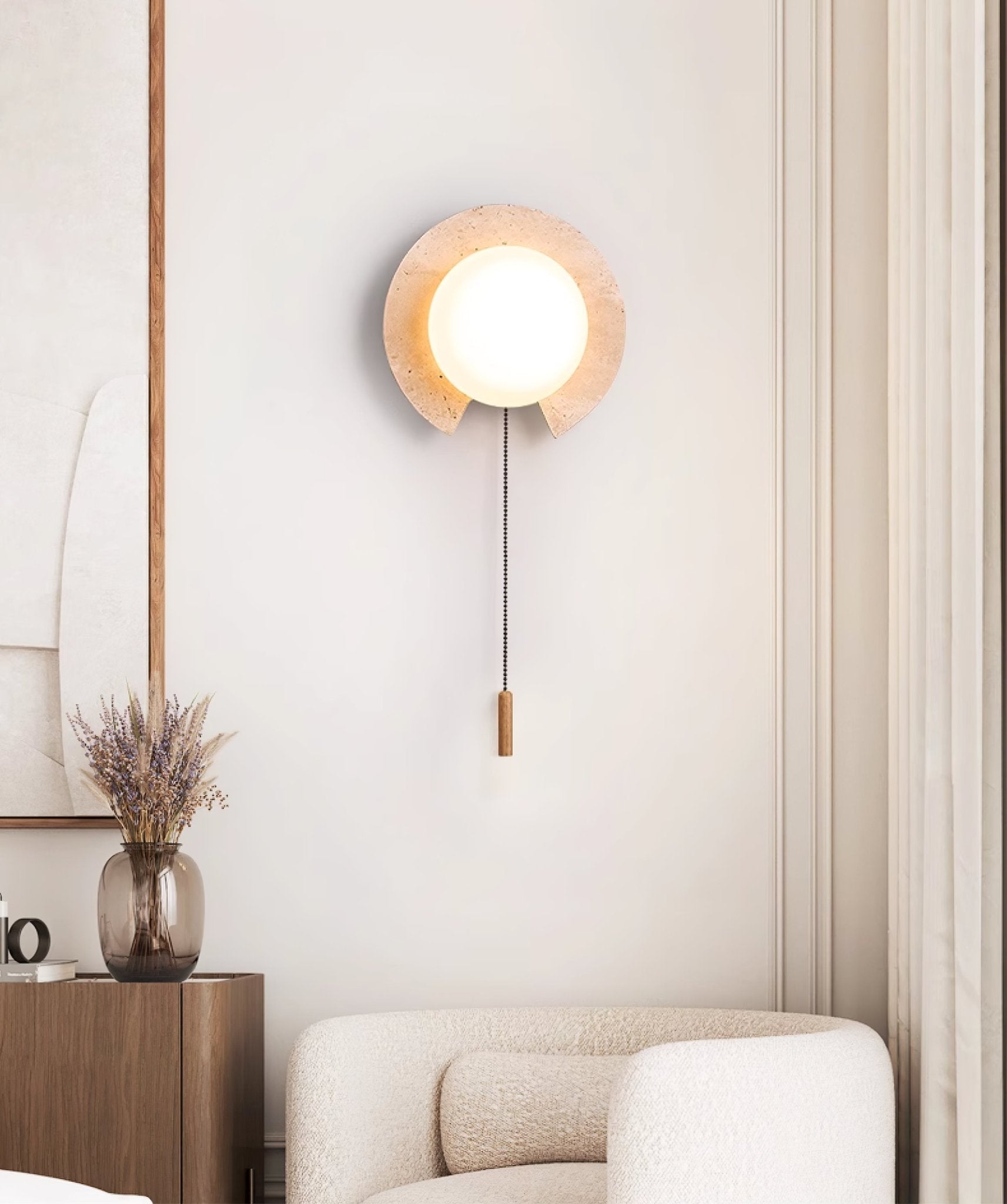 Zamaryra Semi-Circular Travertine Wall Light - Letslighting