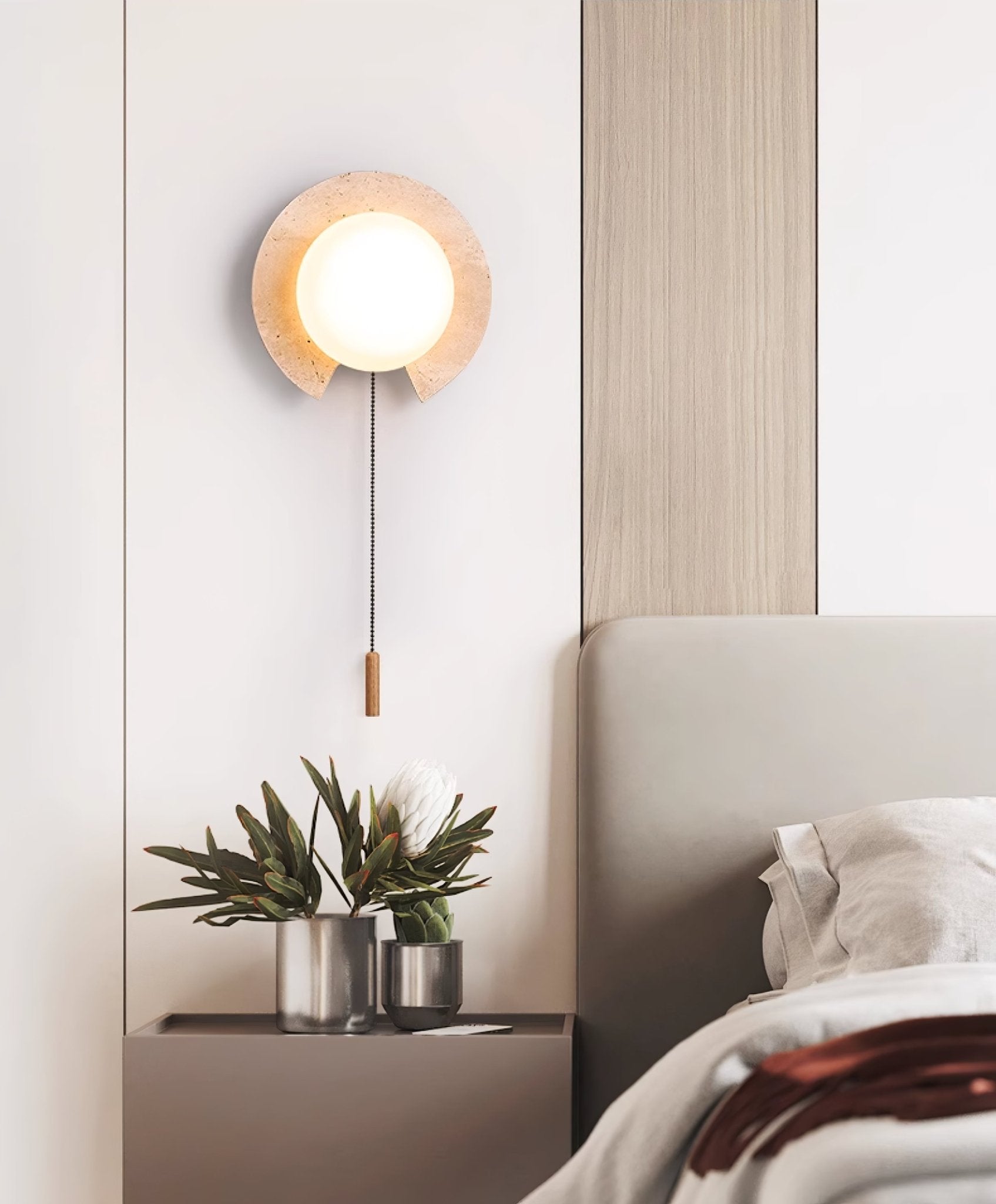 Zamaryra Semi-Circular Travertine Wall Light - Letslighting