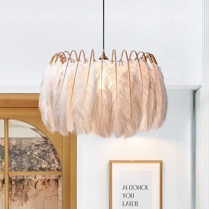 O'Moore Elegant Feather Pendant Light Bedroom Living Room