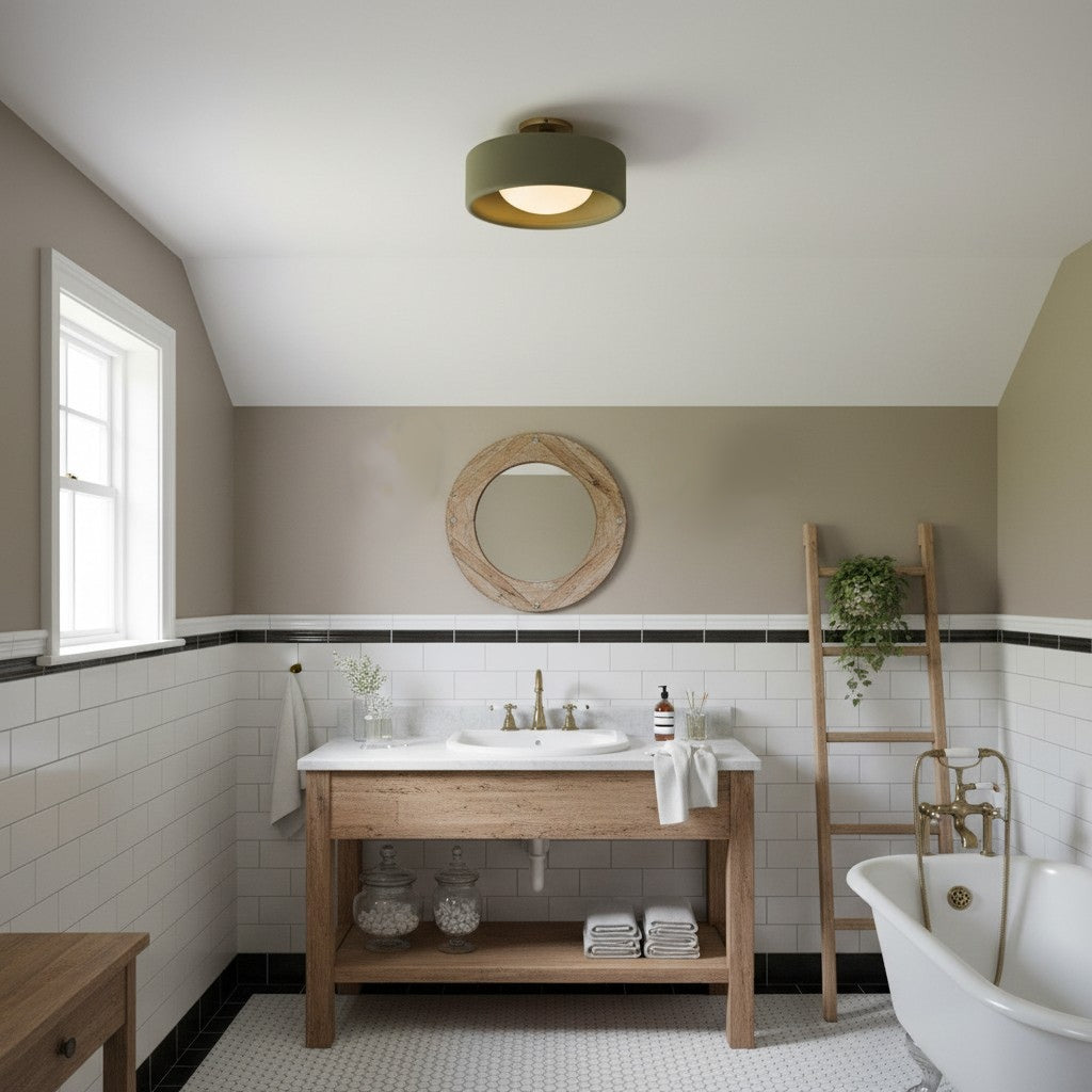 Kiln Porcelain Drum Ceiling Light