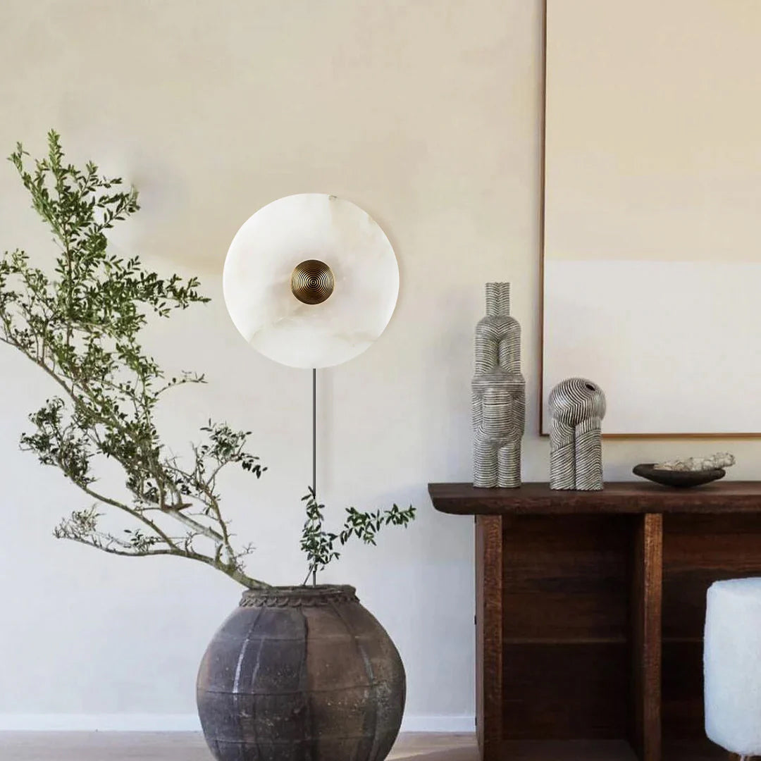 Round Alabaster Plug In Wall Lamp - Letslighting