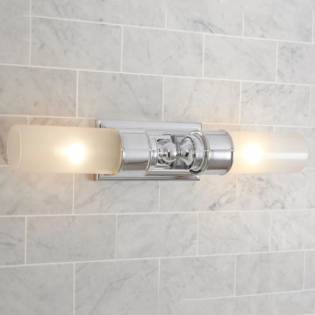 Elite Double Glass Contemporary Tube Wall Sconce Bathroom