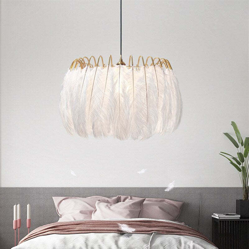 O'Moore Elegant Feather Pendant Light Bedroom Living Room