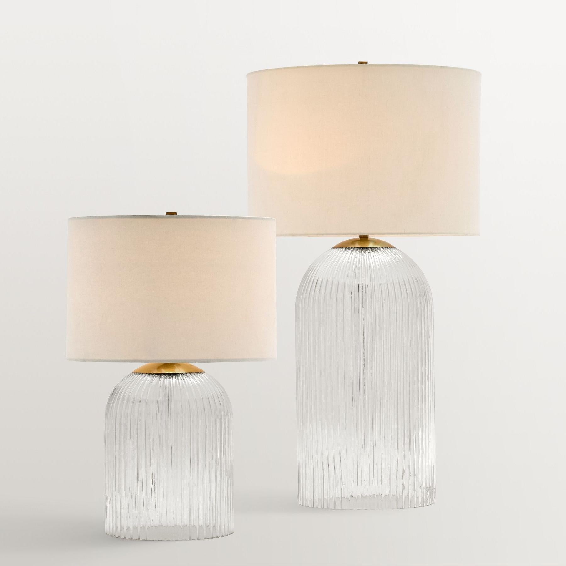 Haze  Glass Table Lamp with Linen   for  Living Rooms