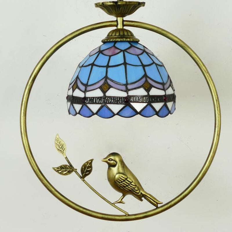 Tiffany Cottage LED Pendant Light Metal Glass Living Room/Bedroom - Letslighting