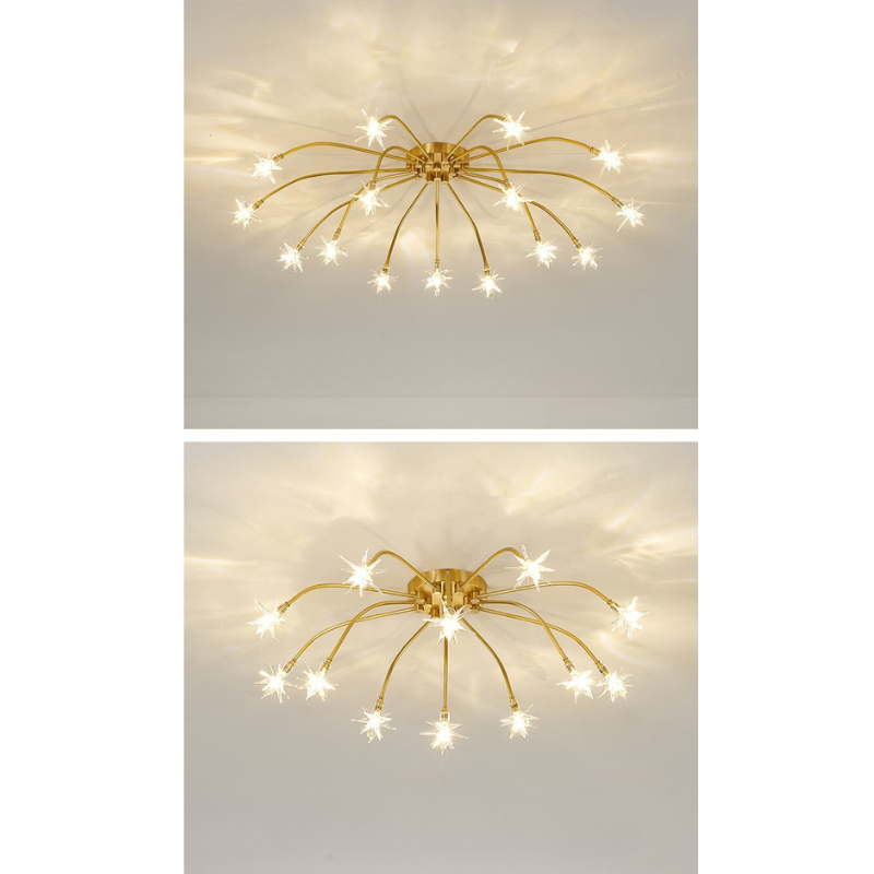 Arisha Art Deco Starry Metal Glass Flush Mount Ceiling Light - Letslighting