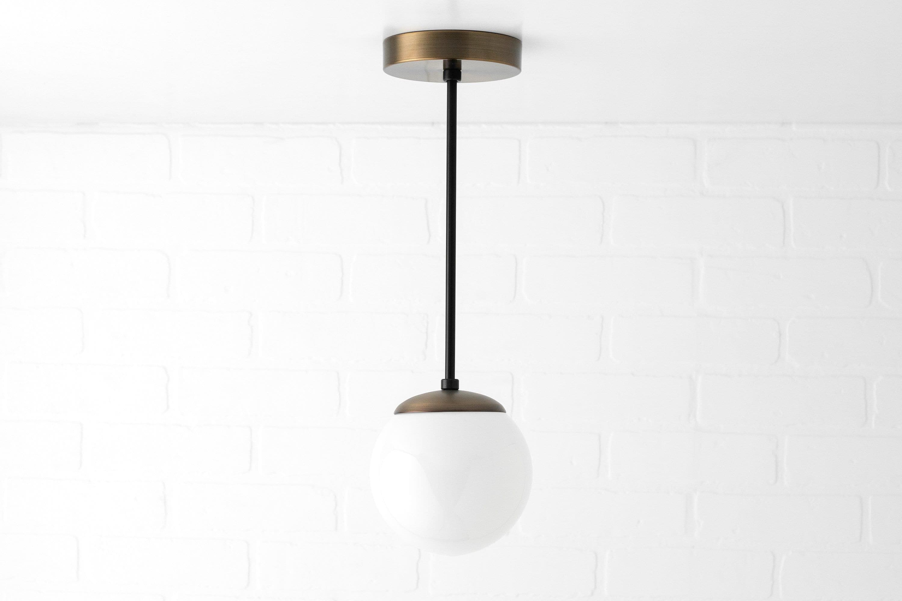 Pearl Glass White Globe Pendant Light Kitchen