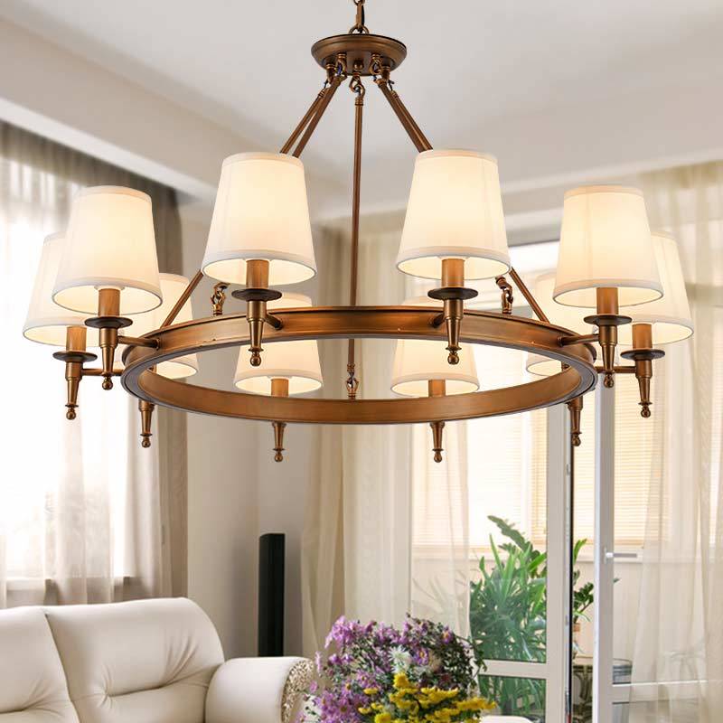 Silva Vintage Ring Fabric Chandelier Copper - Letslighting