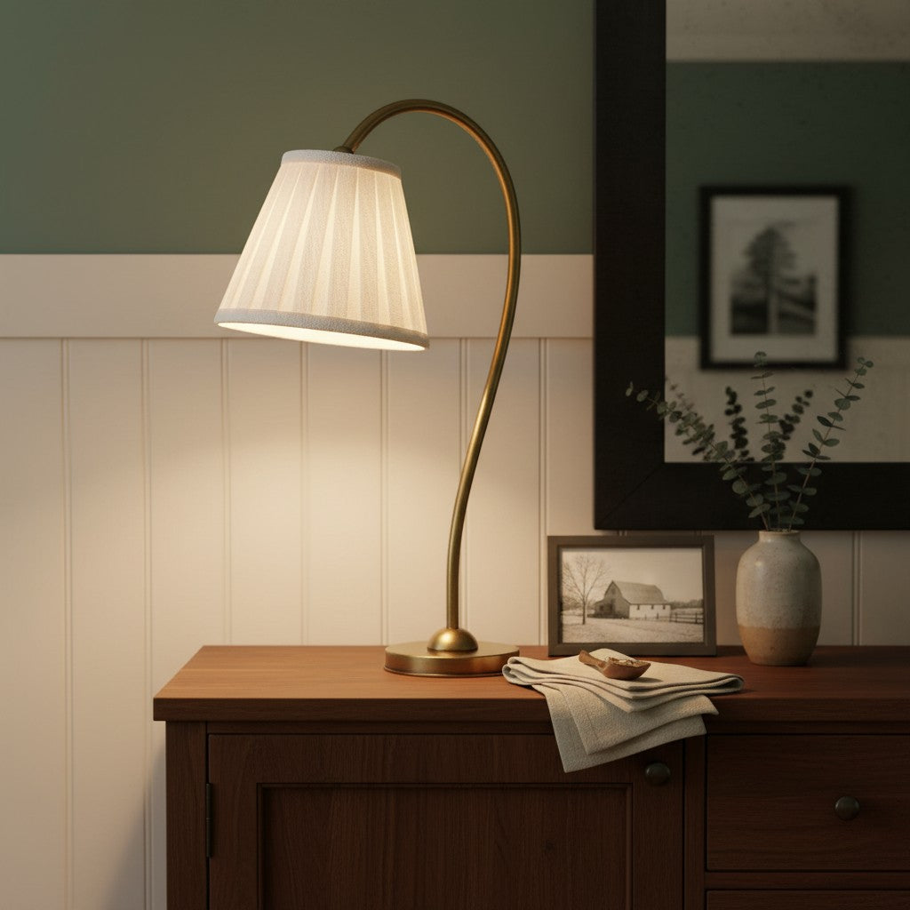 Grace Brass Linen Shade Table Lamp