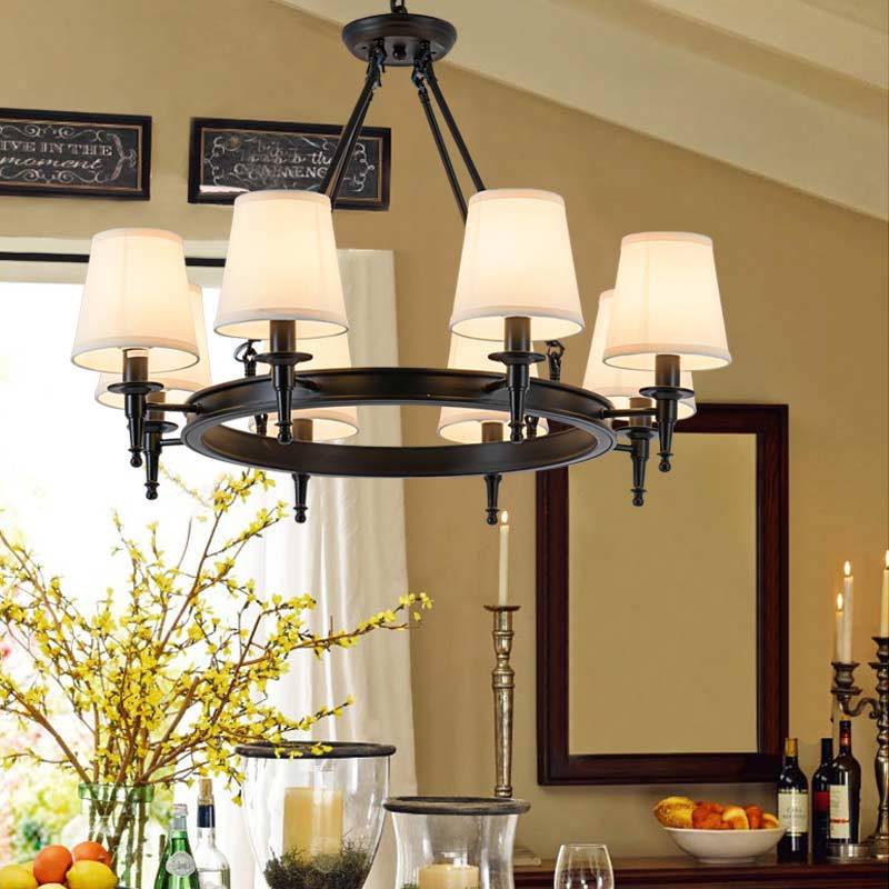 Silva Vintage Ring Fabric Chandelier Copper - Letslighting