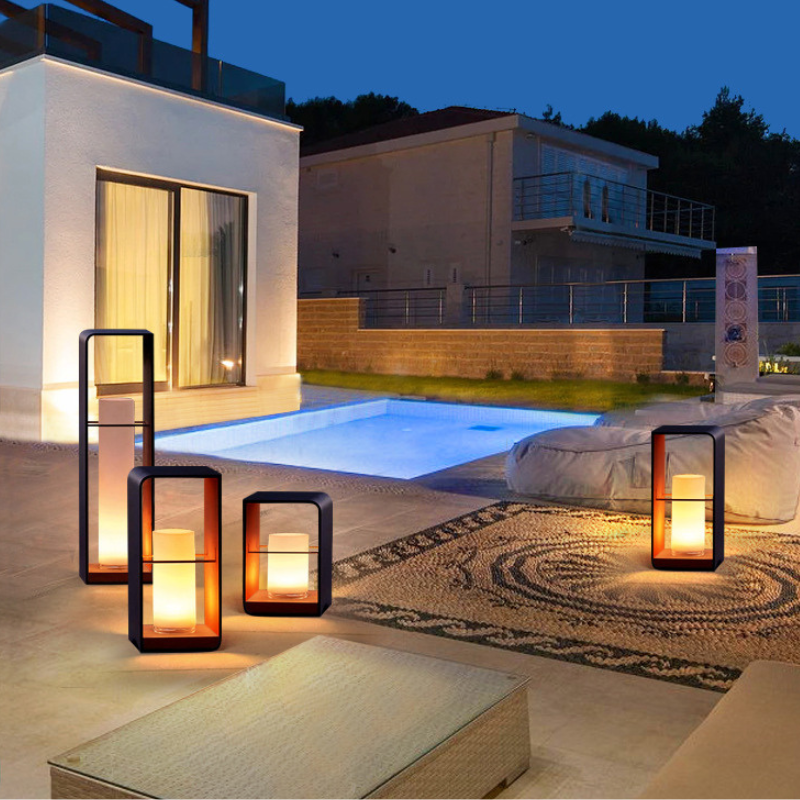 Ray Minimalist Cuboid Candle Outdoor Floor Lamp Garden