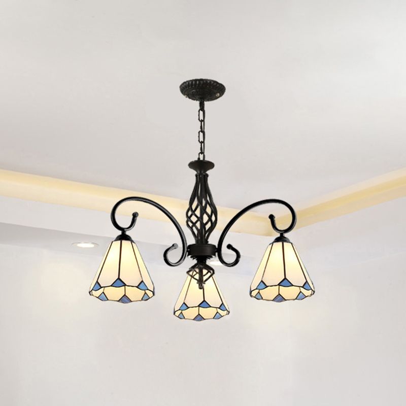 Tiffany Mediterranean Branch Metal Chandelier
