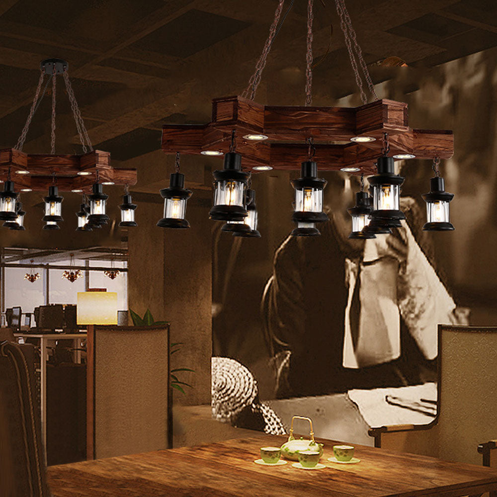 Epoch Retro /Wood Lantern Pendant Light, Walnut - Letslighting