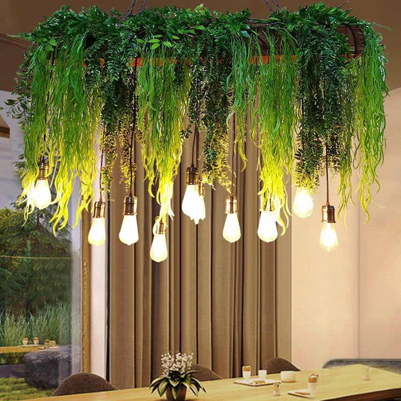 Ritta Natural Decorative Rectangular Plant Metal Pendant Light