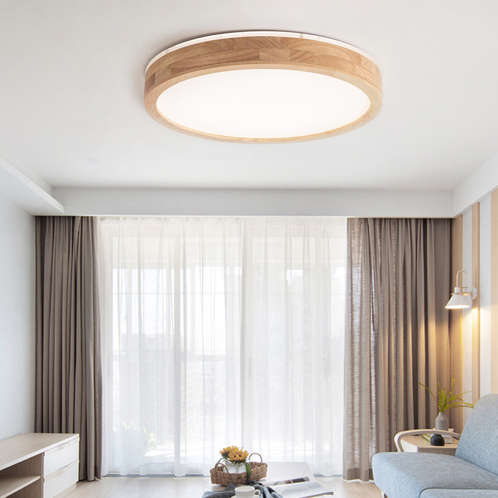 Muto Nordic Acrylic/Wood Flush Mount Ceiling Light Wood - Letslighting