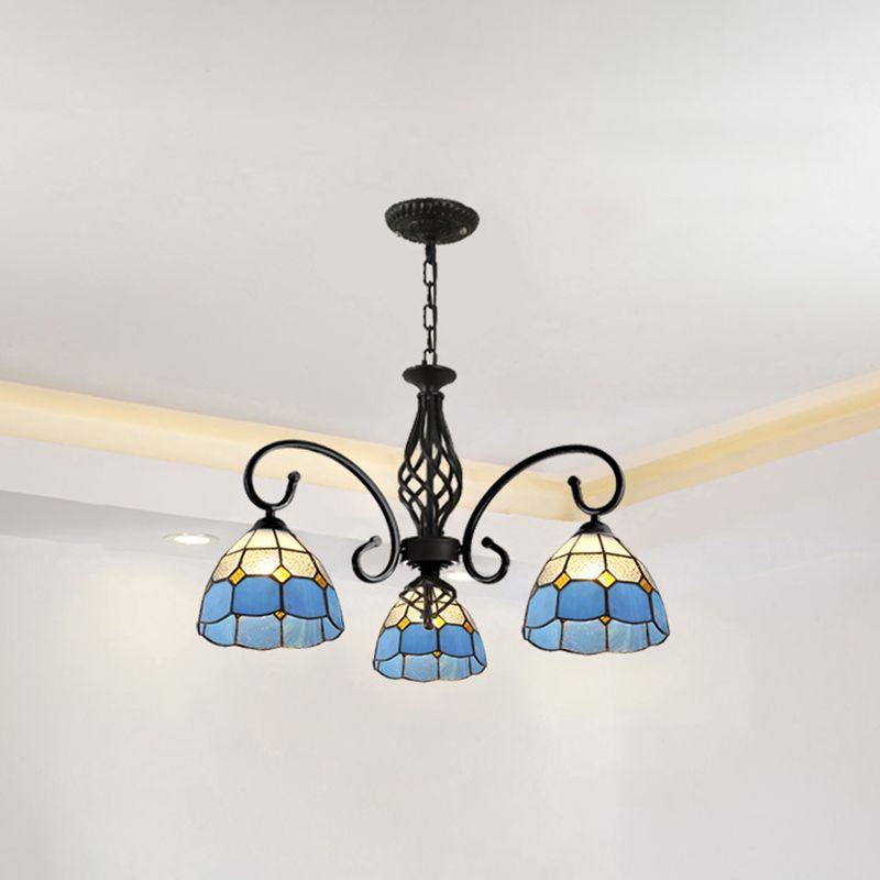 Tiffany Mediterranean Branch Metal Chandelier