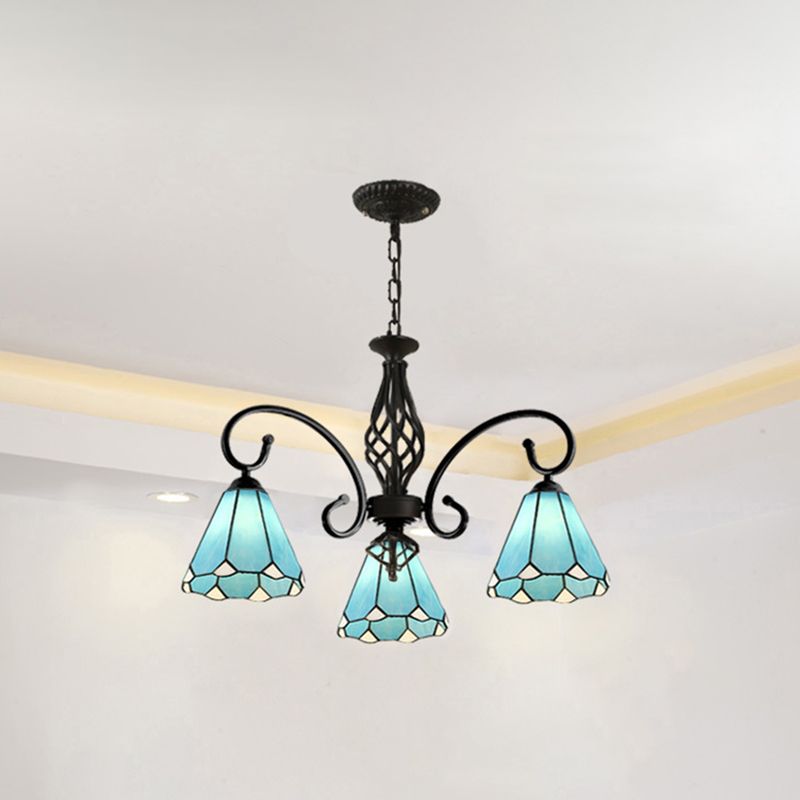 Tiffany Mediterranean Branch Metal Chandelier