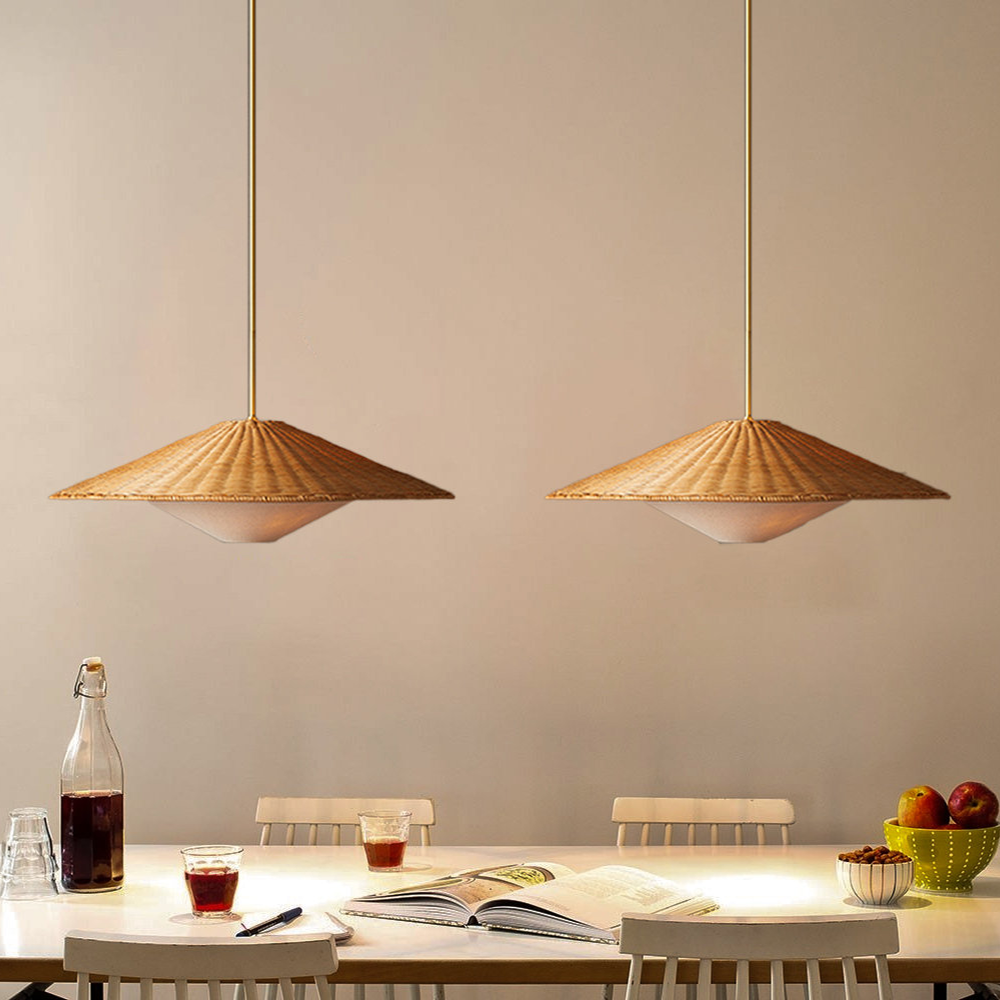 Ritta Hand-Woven Retro Pendant Light Rattan Bedroom Dining Room - Letslighting