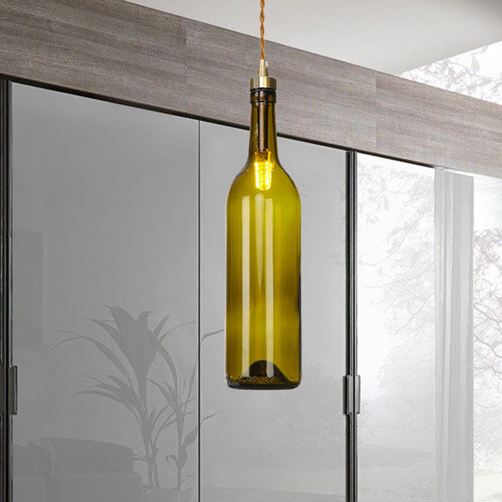 Valentina Industrial Wine Bottle Glass Pendant Light, Colorful