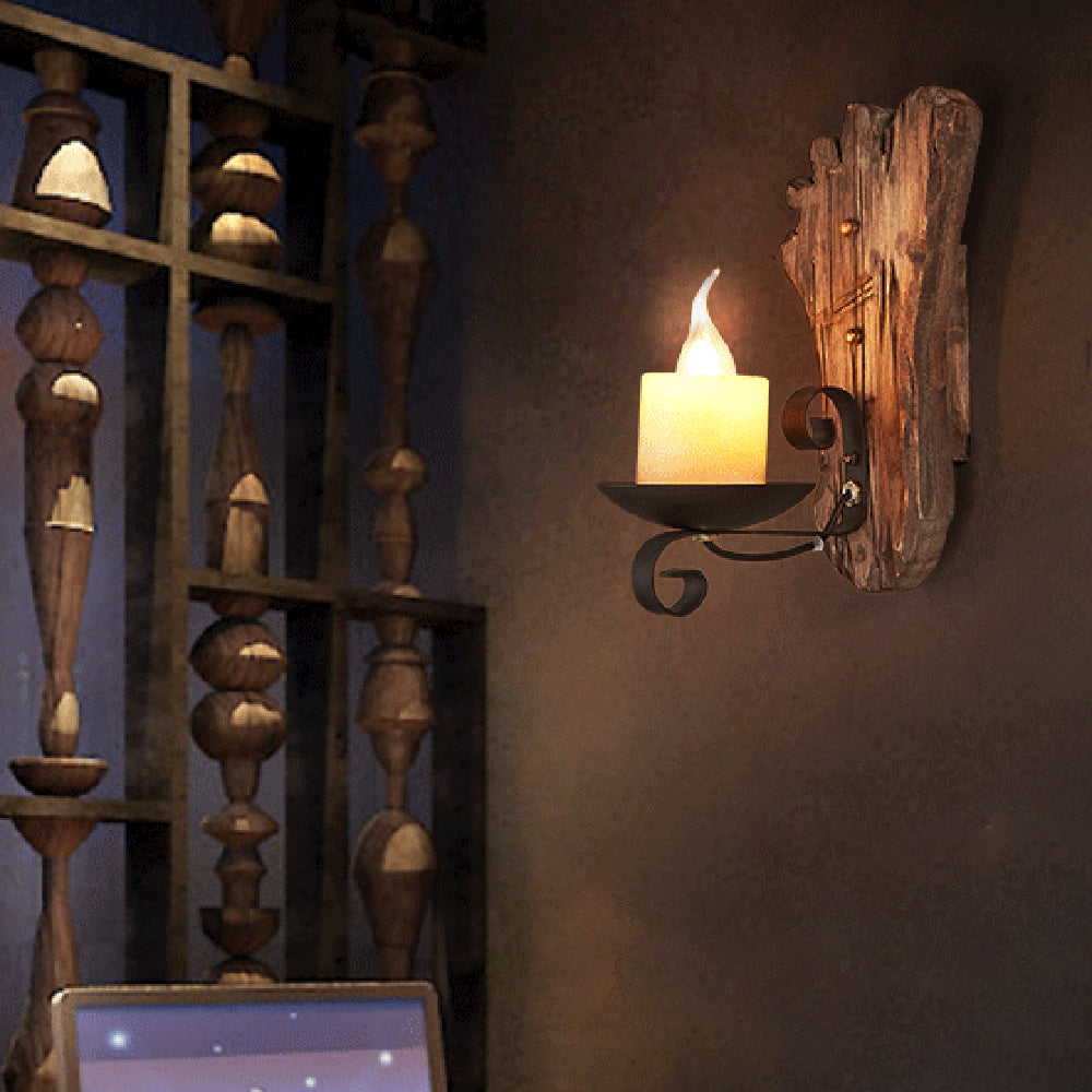 Epoch Wall Lamp Foot Shape Vintage, Wood/Metal, Bedroom
