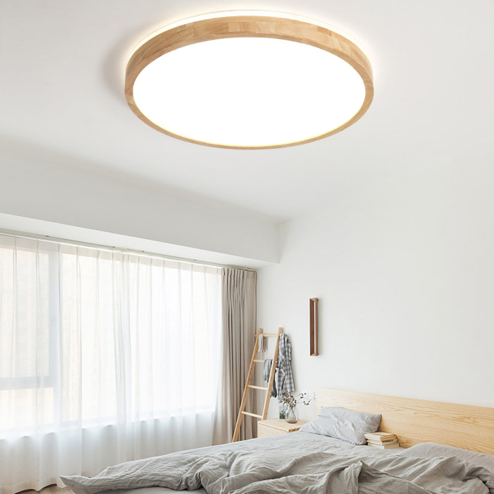 Muto Nordic Acrylic/Wood Flush Mount Ceiling Light Wood - Letslighting
