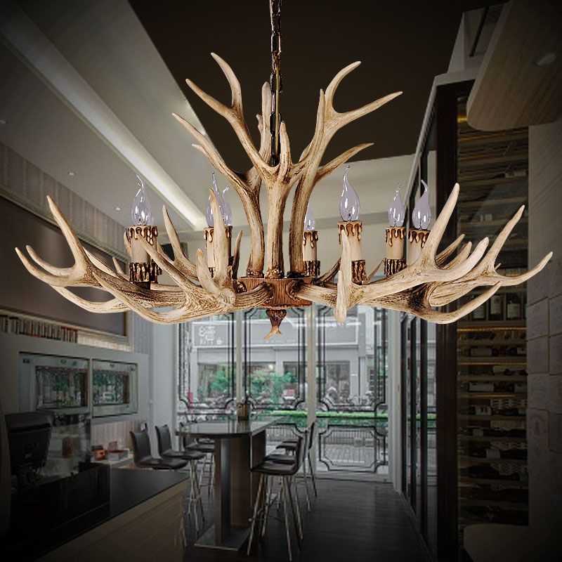 Epoch Retro Deer Horn Resin Chandelier Living Room - Letslighting