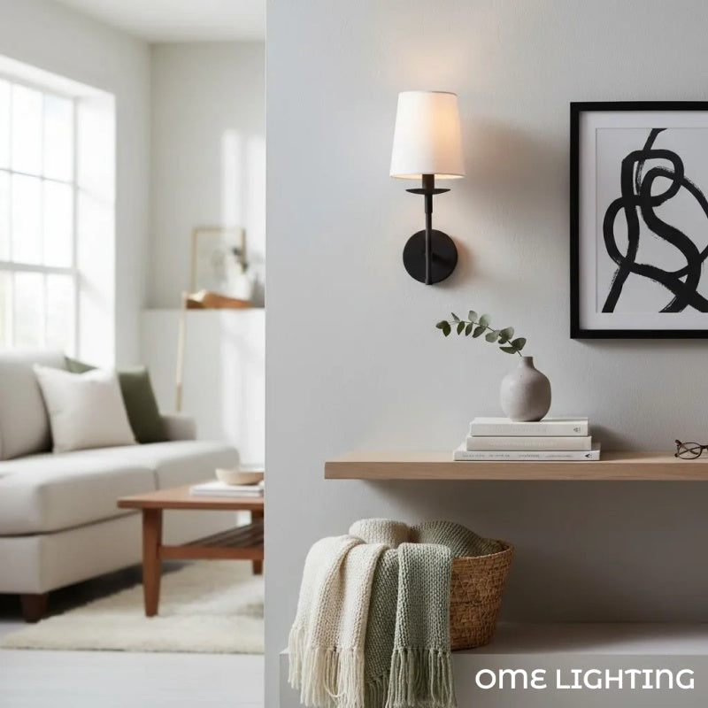 Lodge Brass Fabric Wall Light