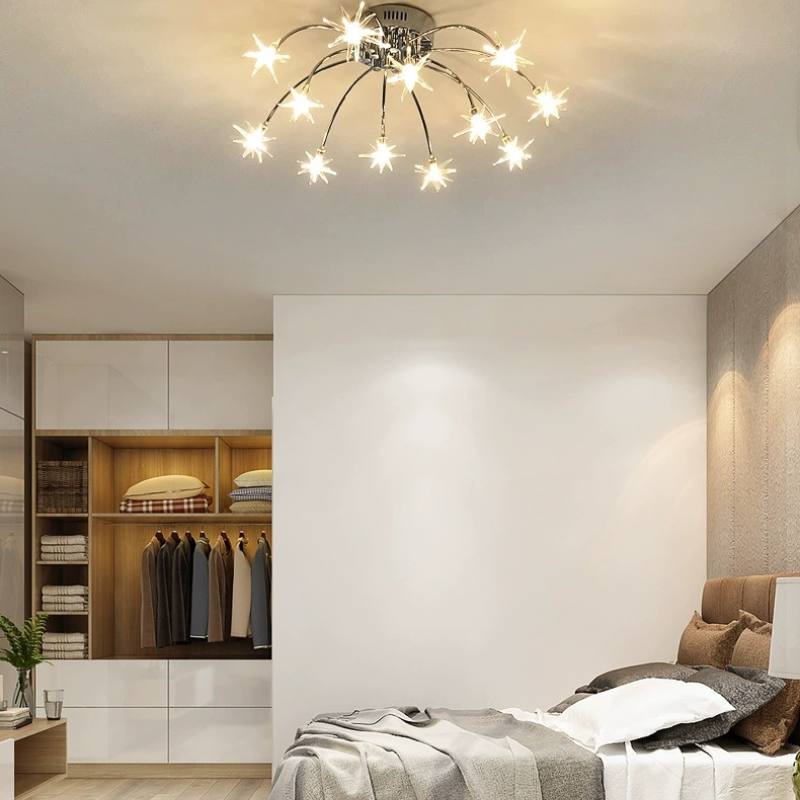 Arisha Art Deco Starry Metal Glass Flush Mount Ceiling Light - Letslighting