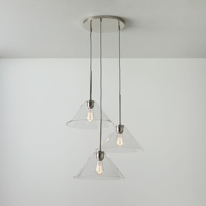 Cone 3-Light Brass Chandelier