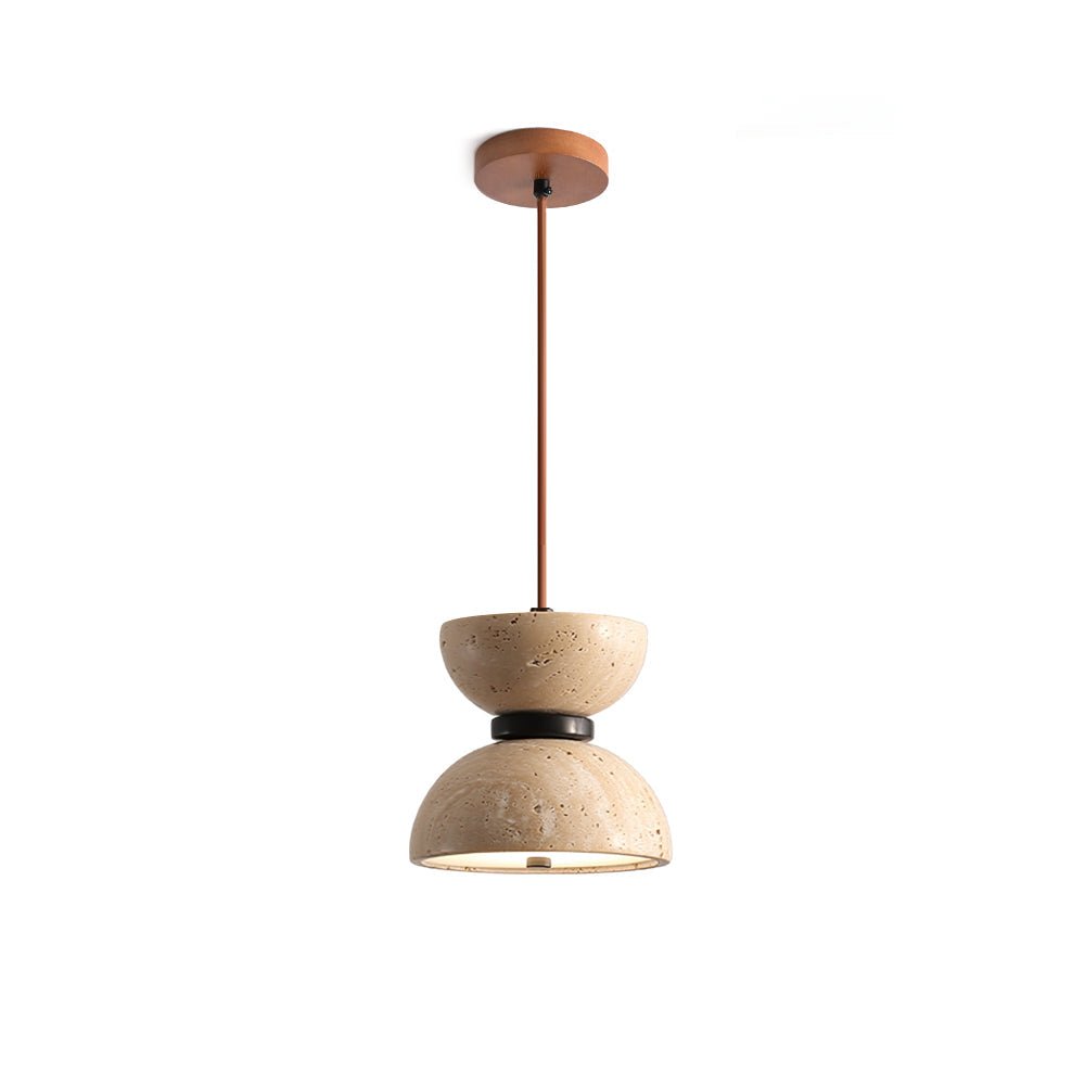 Tersus  Travertine Hourglass Pendant  Light Double-dome