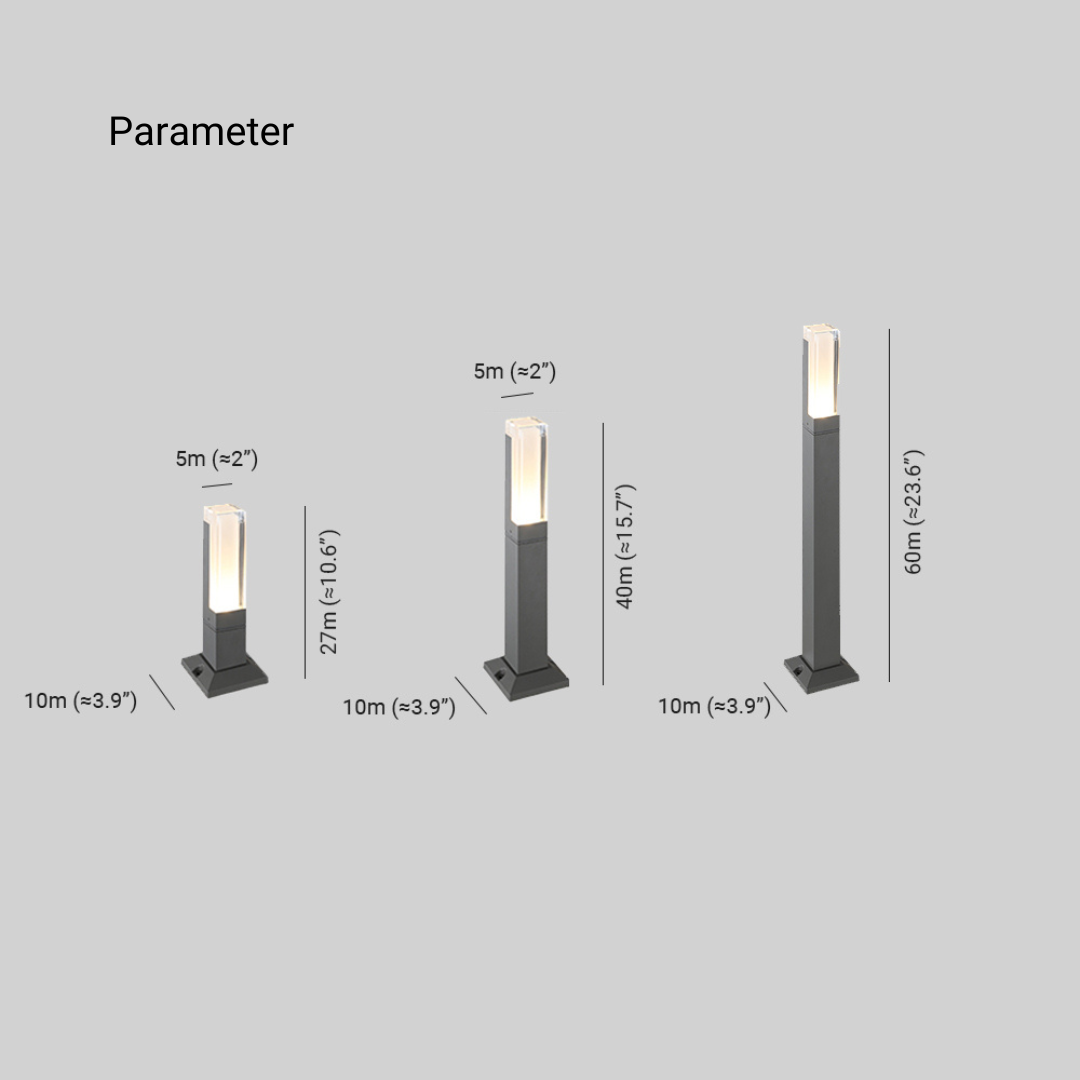 Ray Modern Rectangular Column Solar Outdoor Path Light