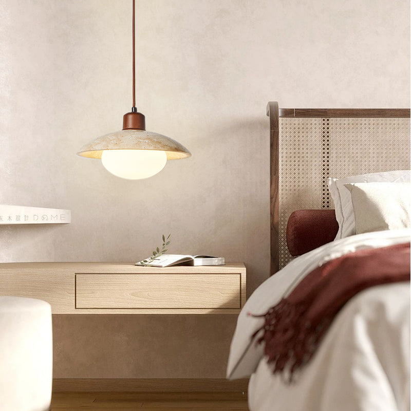 Valentina Wabi-Sabi Retro Circle Glass LED Pendant Light Dining Room Bedroom - Letslighting