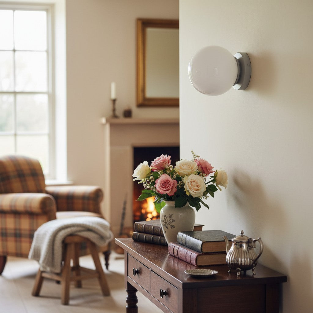 Pearl Glass Globe Wall Sconce Modern Minimalist Light